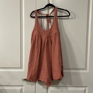 Worn Free People peach tie spaghetti strap top/tunic dress size XS